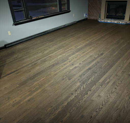 photo shows a floor that has been restored by cleveland hardwood restoration